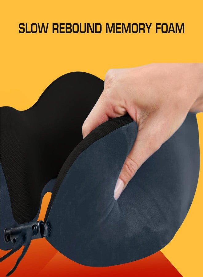 Billebon Premium Memory Foam Travel Neck Pillow Combo with Soft Eye Mask, Carry Bag and Ear Plugs (Grey) - Standard - Image 4